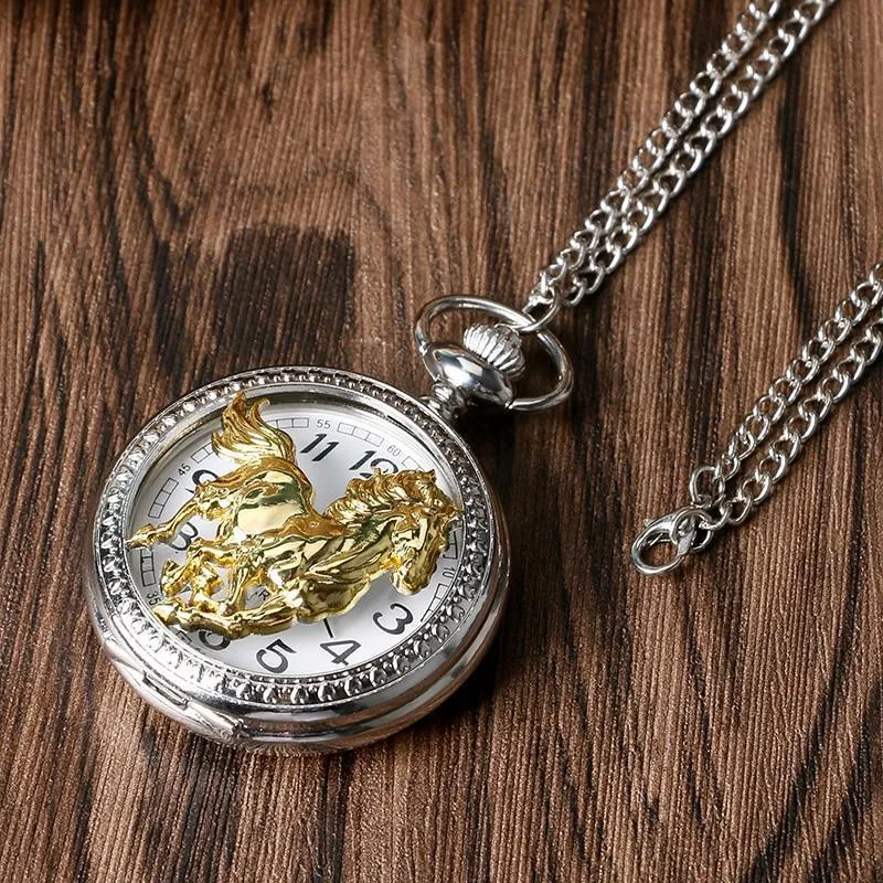Silver Steampunk Quartz Pocket Watch - Freedom