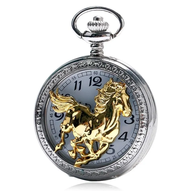 Silver Steampunk Quartz Pocket Watch - Freedom