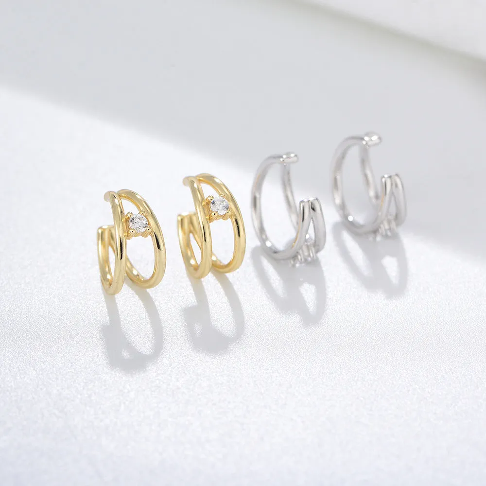 Single Zircon Silver Earbone Clip Earrings for Women