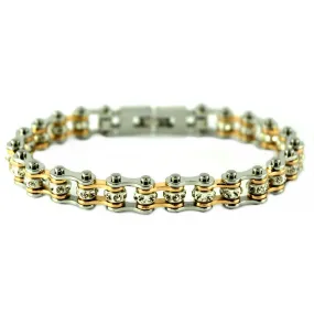 SK1844 3/8" Wide Rose Gold Color Mini Mini Stainless Steel Bike Chain Bracelet