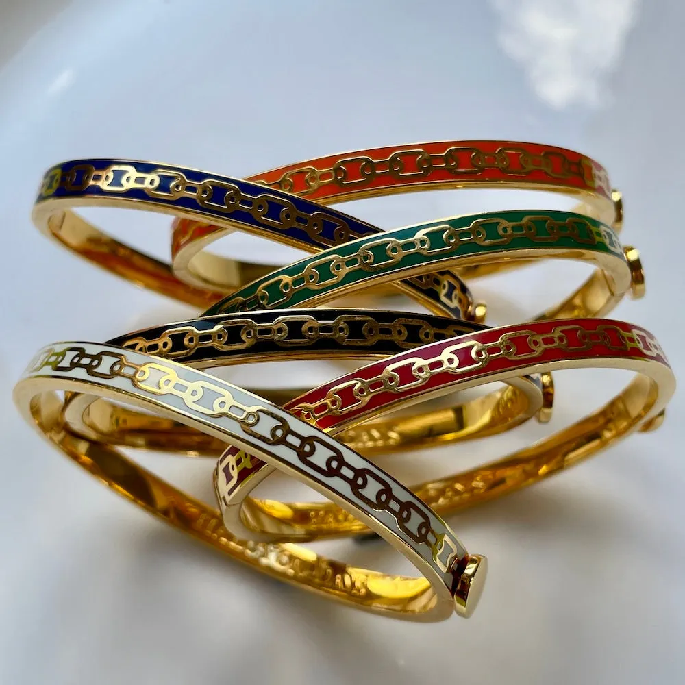 Skinny Chain Orange & Gold Bangle