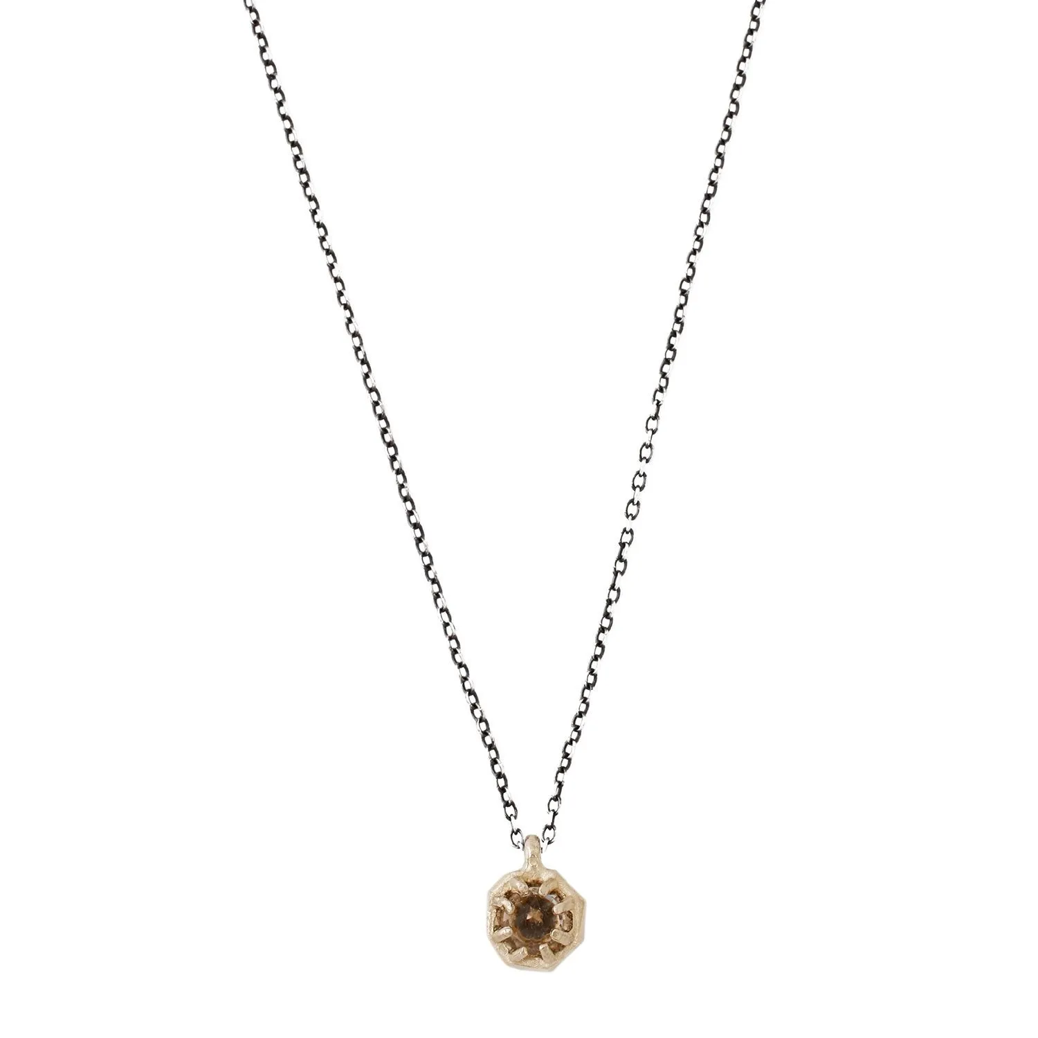 Small Champagne Quartz Octagon Necklace