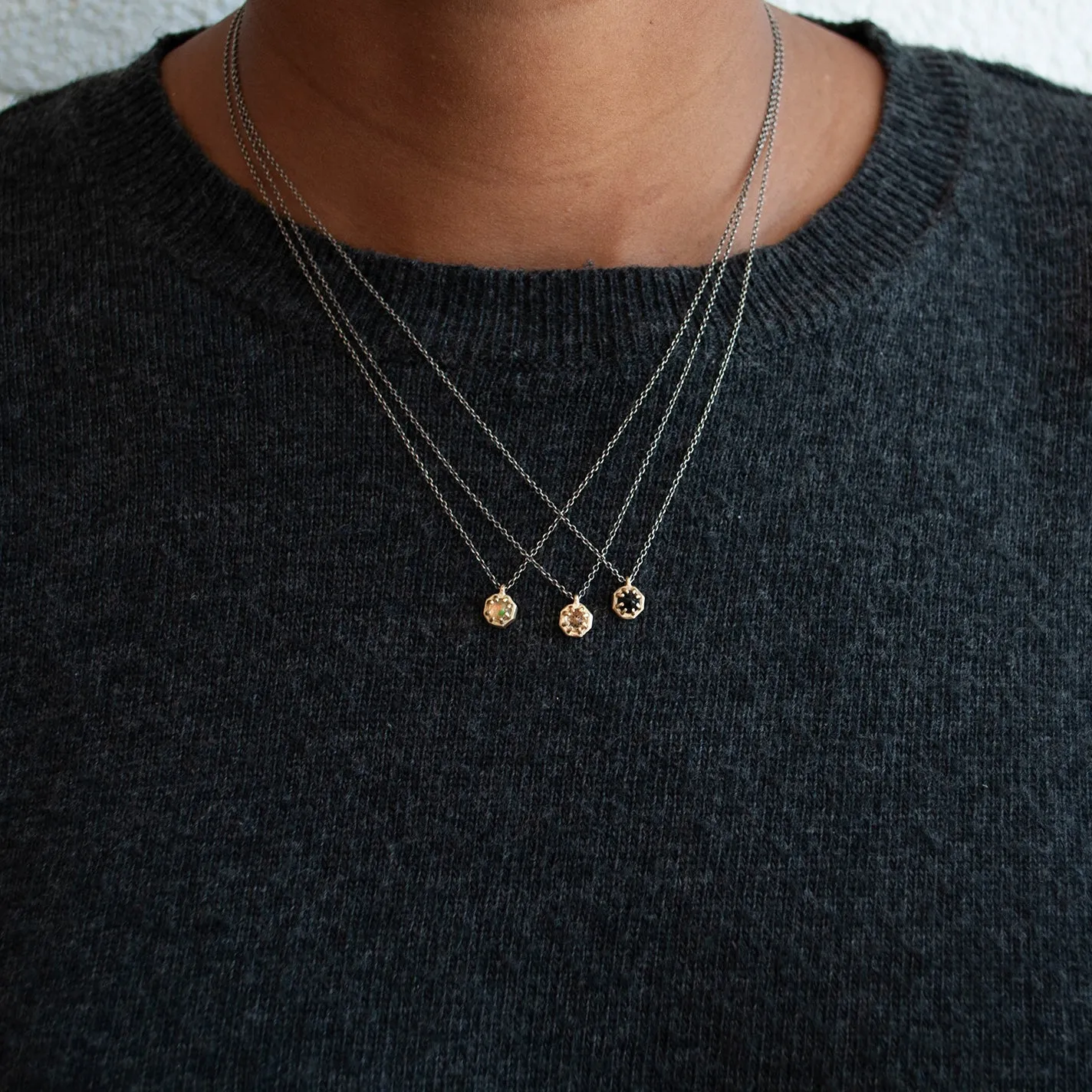 Small Champagne Quartz Octagon Necklace