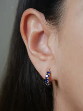Small Hoop Earrings, Colorful Zircon .925 Sterling Silver Hypoallergenic Tiny Kirsten Huggie Hoop Earrings