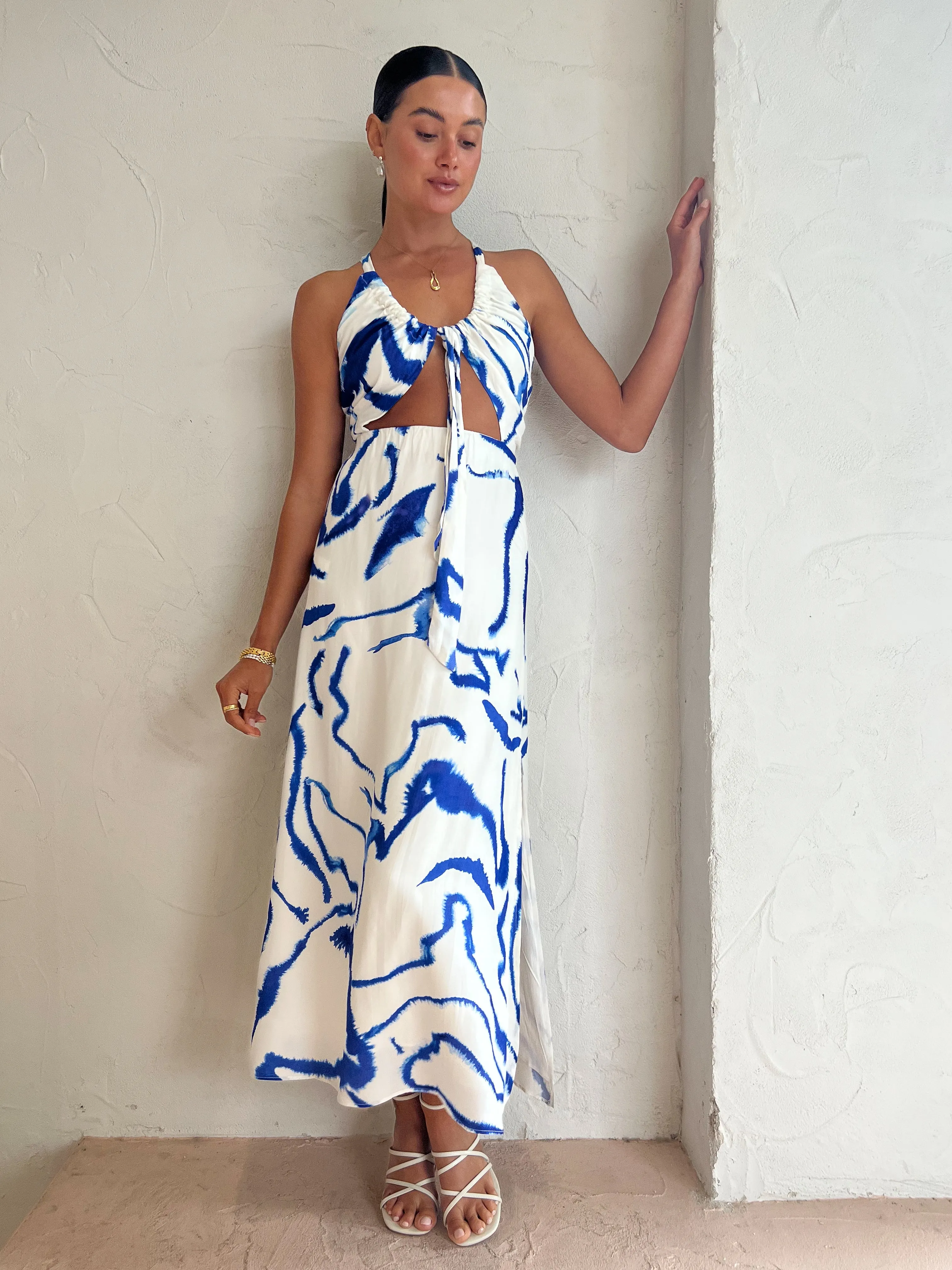 Sovere Tidal Midi Dress in Blue Tide