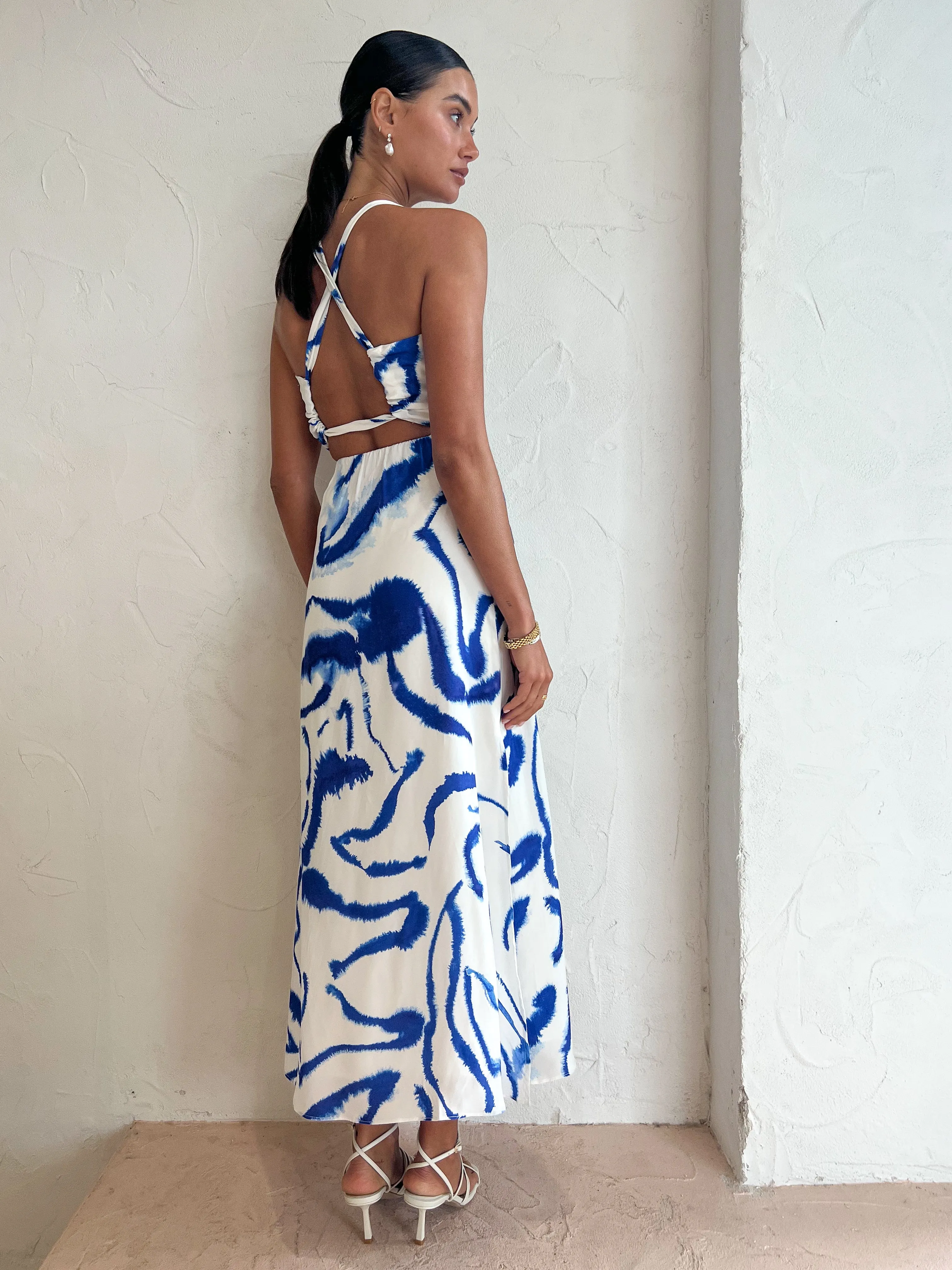Sovere Tidal Midi Dress in Blue Tide