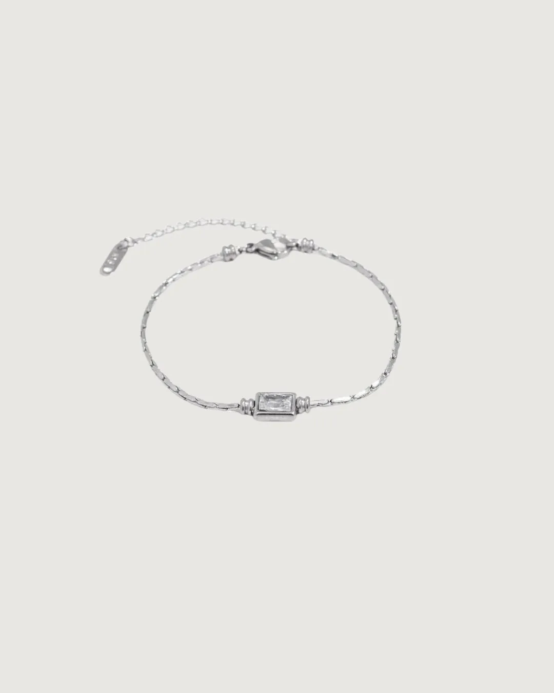SQUARE DIAMOND PENDANT BRACELET STAINLESS STEEL
