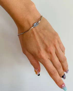 SQUARE DIAMOND PENDANT BRACELET STAINLESS STEEL