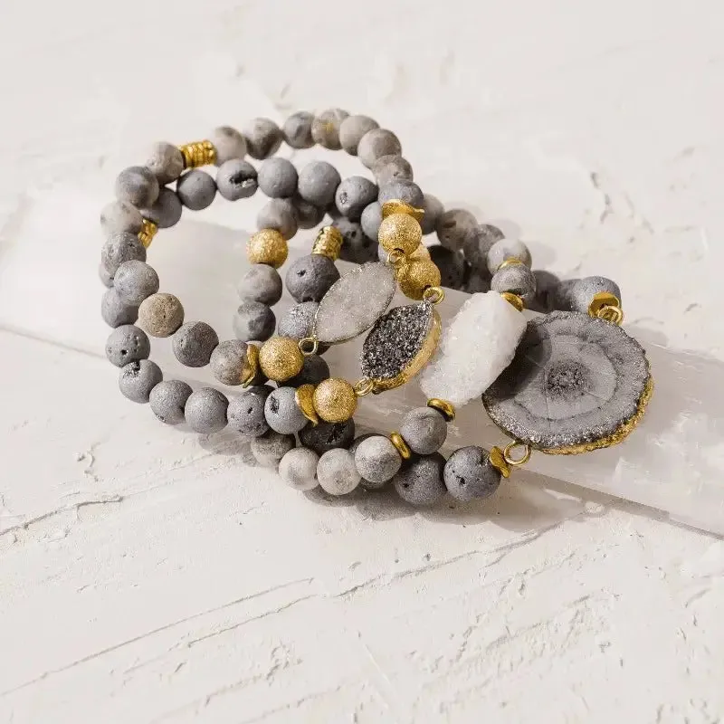 Starburst: Druzy Grey Stretch Bracelet