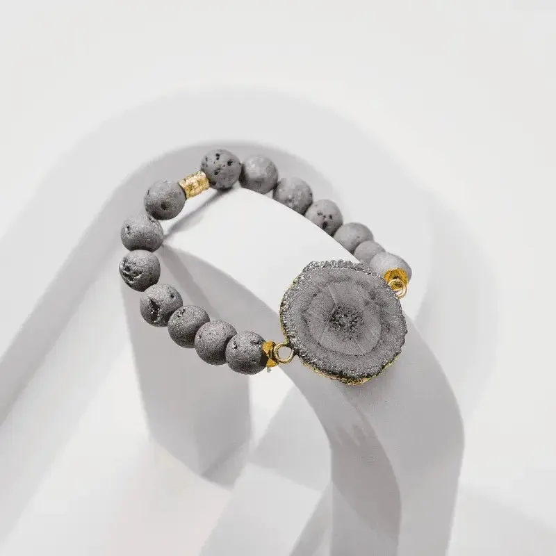 Starburst: Druzy Grey Stretch Bracelet