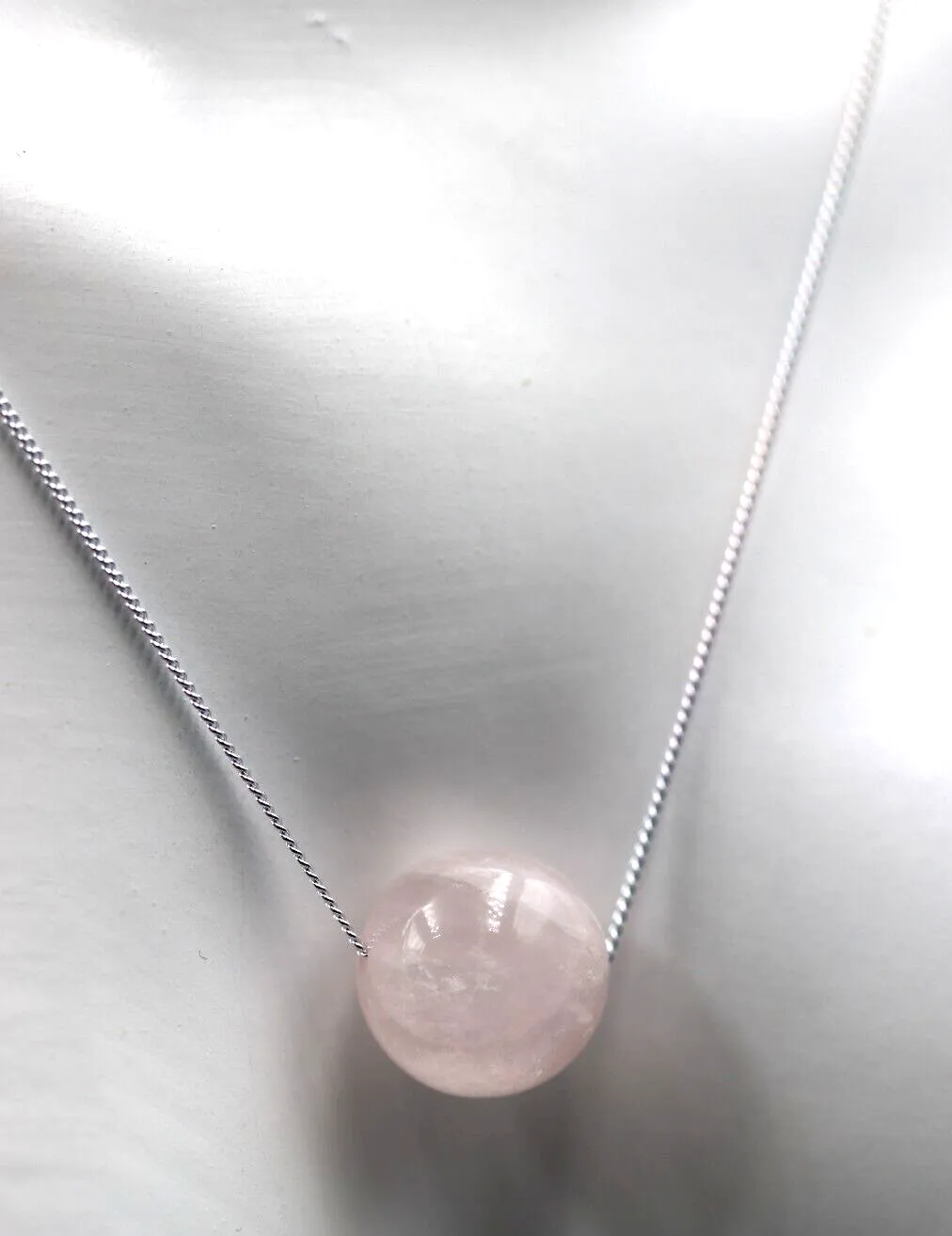 Sterling Silver 925 Rose Quartz Bead On 45cm Chain   5cm Extender