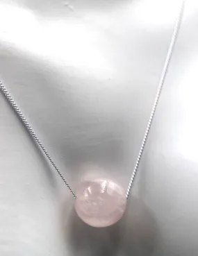 Sterling Silver 925 Rose Quartz Bead On 45cm Chain   5cm Extender