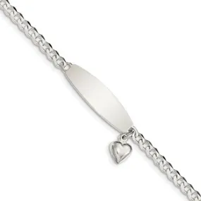 Sterling Silver Heart Charm ID Bracelet - 7.5in