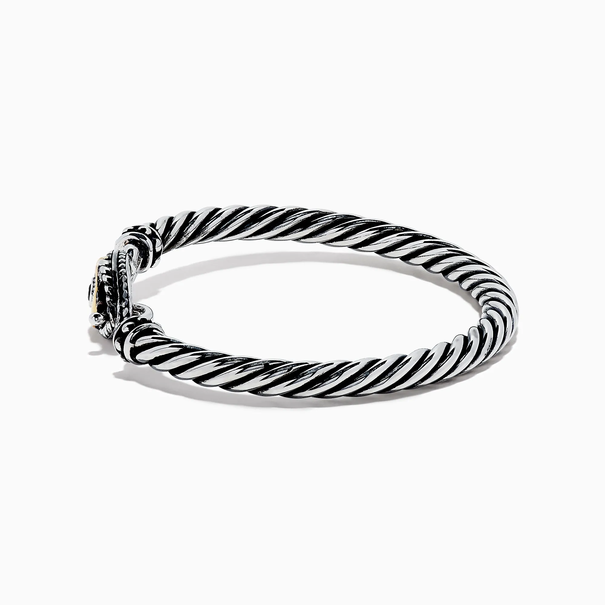 Sterling Silver Sapphire and Diamond Evil Eye Bangle, 0.20 TW