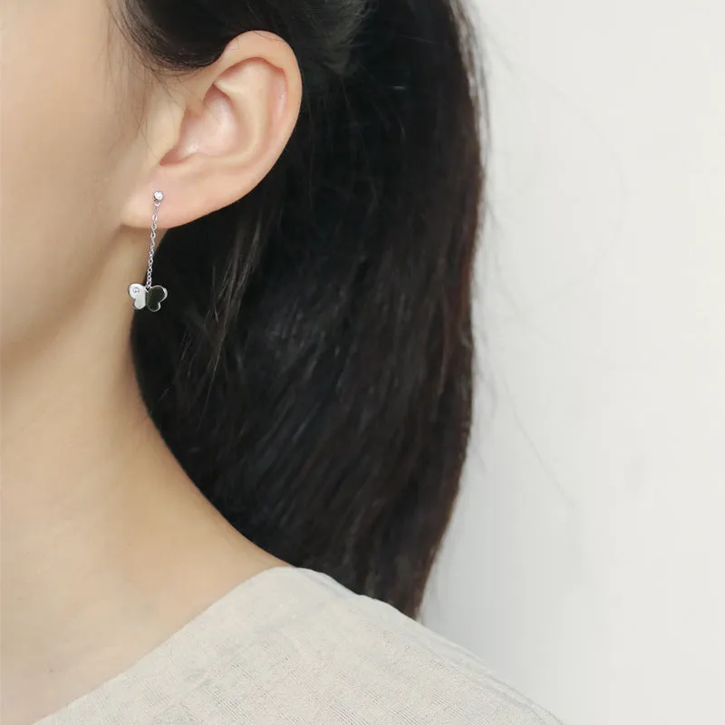 Tassel Asymmetric Butterfly Silver Drop Earrings for Women