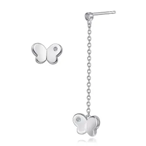Tassel Asymmetric Butterfly Silver Drop Earrings for Women
