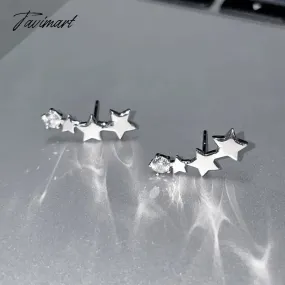 Tavimart Needle Exquisite Shining Zircon Stars Stud Earrings Girls Simple Design Earrings Women New Korean Trendy Y2K Jewelry