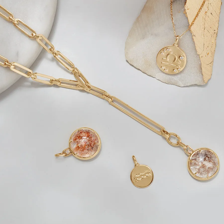 Terra Firma Amulet Pendant Necklace - Yellow Gold, Quartz & Grey Diamonds