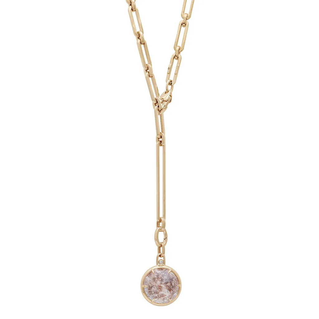 Terra Firma Amulet Pendant Necklace - Yellow Gold, Quartz & Grey Diamonds