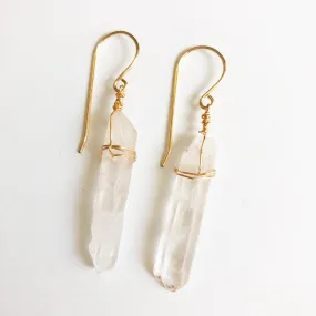 The Rebel - Raw Quartz Points Earrings in Gold or Silver,