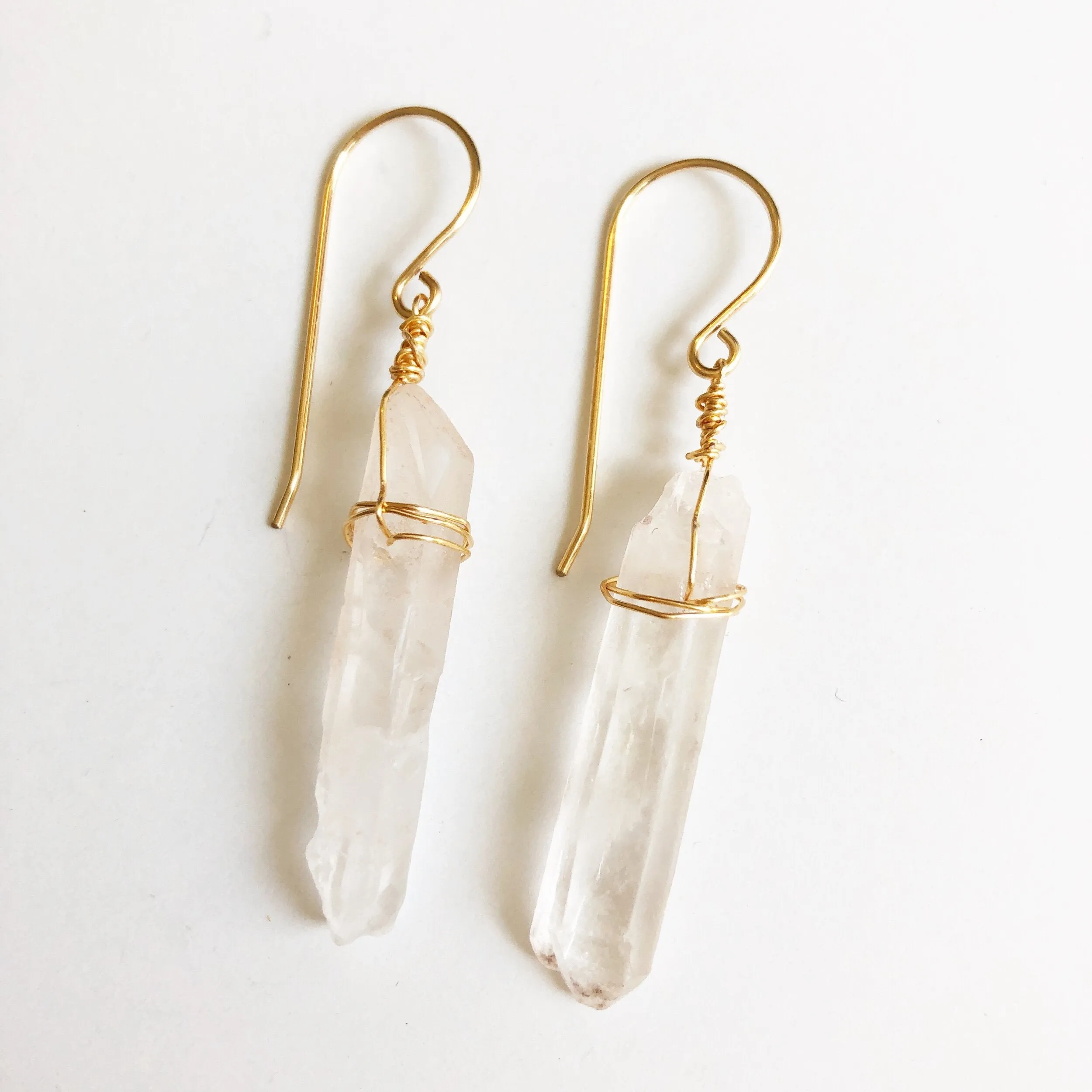 The Rebel - Raw Quartz Points Earrings in Gold or Silver,