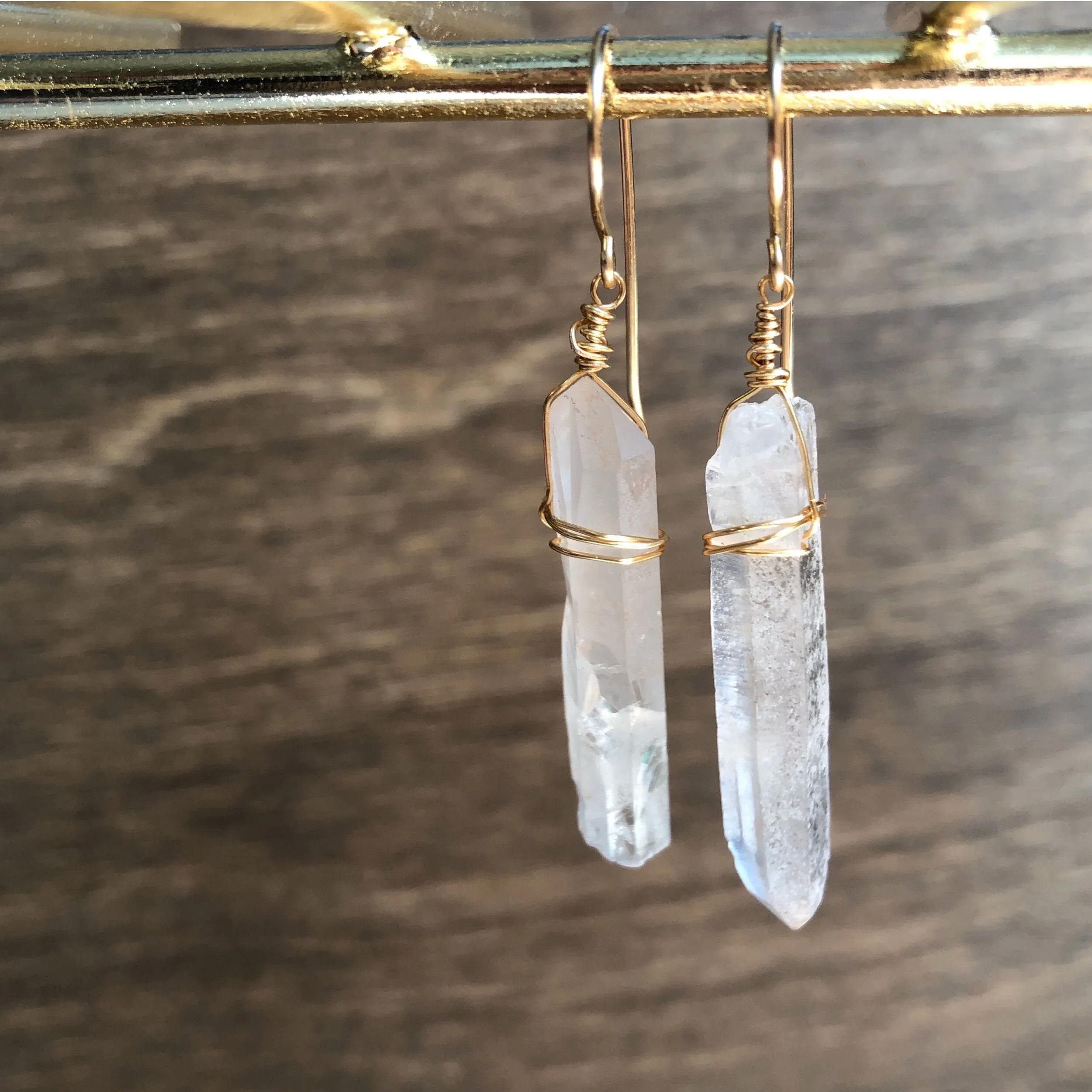 The Rebel - Raw Quartz Points Earrings in Gold or Silver,