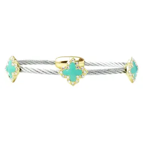 Two Tone  CZ Magnetic Clover Bracelet