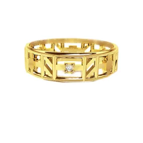 Unique Tartan Print Open Scottish Diamond Wedding Ring