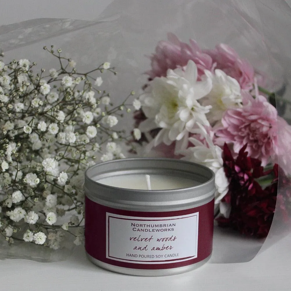 Velvet Woods & Amber Candle in a Tin