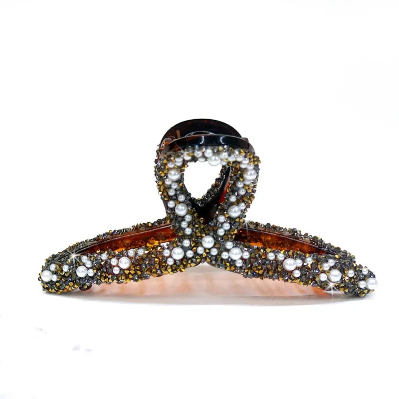 Victorian Amber Pearl Hair Clip