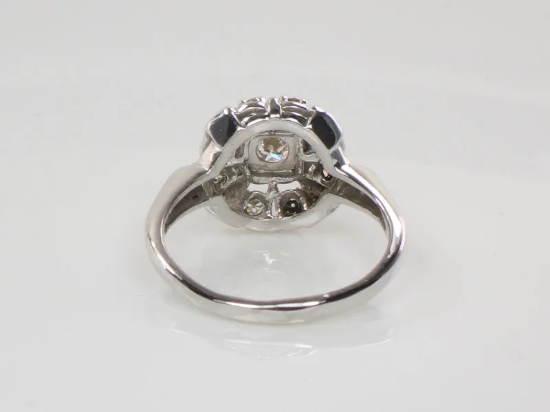 Vintage 14k White Gold Diamond Halo Engagement Ring, Approx 1/3 Carat TDW Diamond Cluster Ring