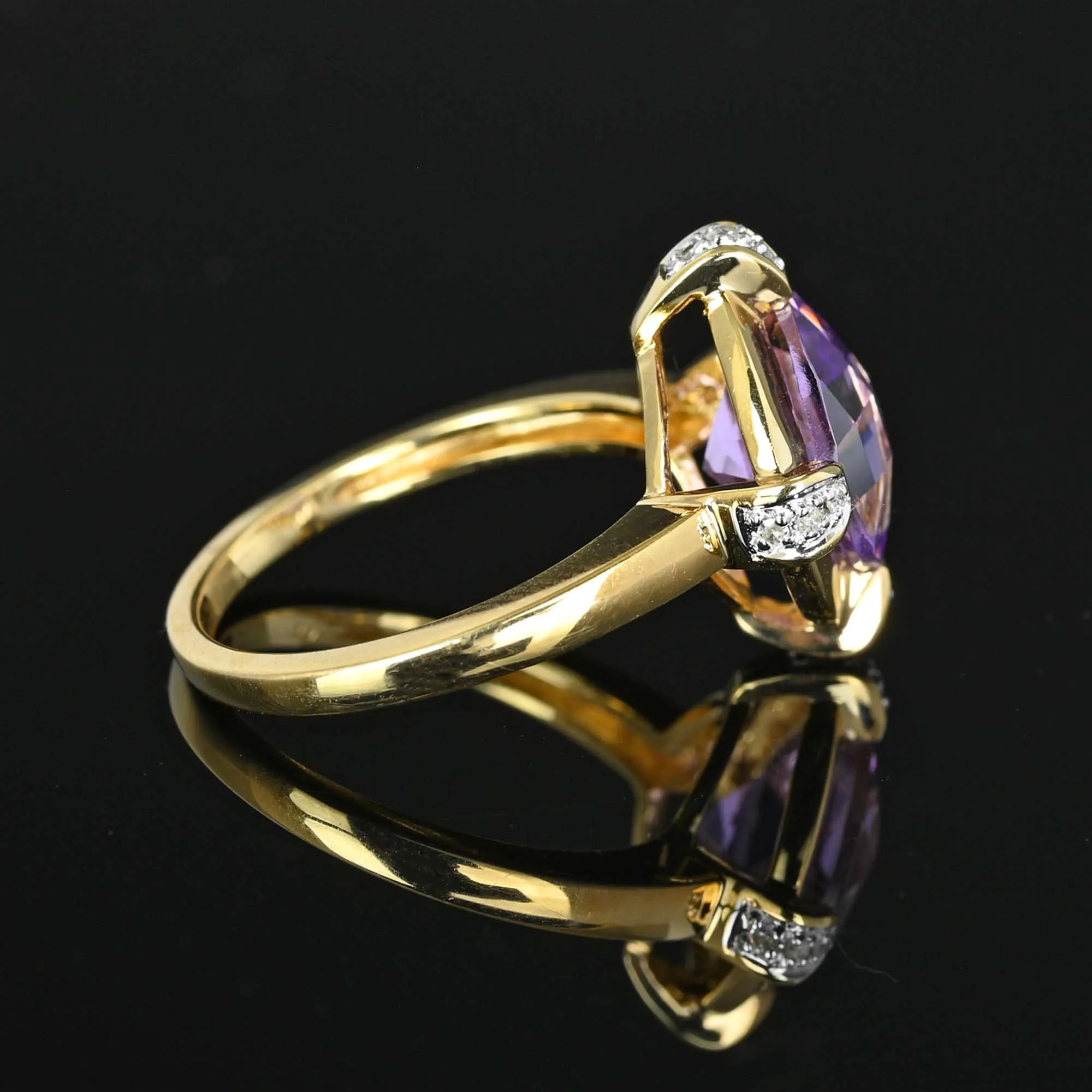 Vintage Cushion Checkerboard Cut Amethyst Ring