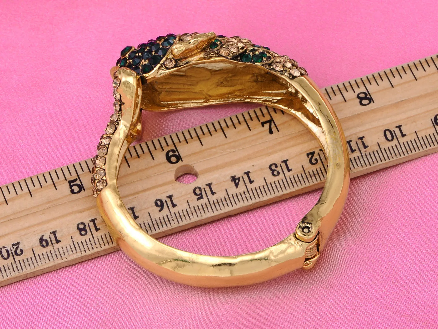 Vintage Emerald Topaz Koi Fish Cuff Bangle Bracelet