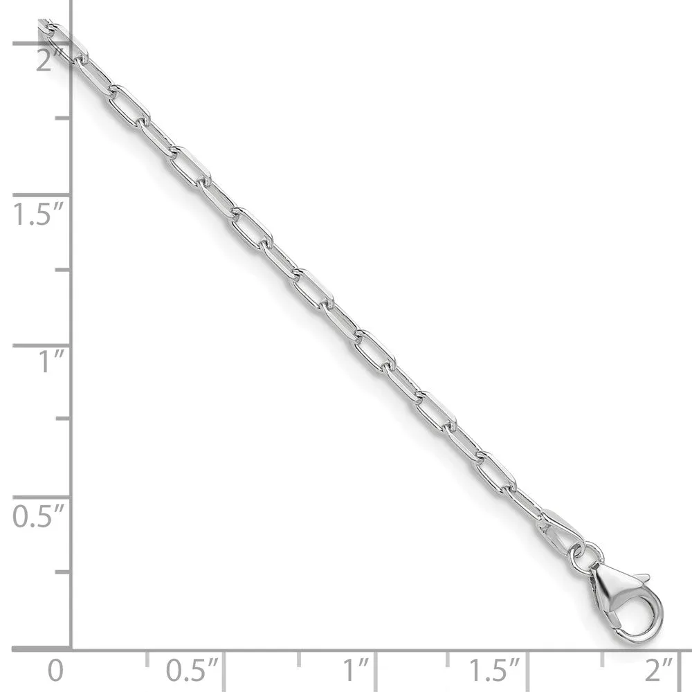 White Gold Leslie's 14k 2.2mm 8 Inches Long Solid Beveled Diamond Cut Paperclip Chain Bracelet Model-7355-8