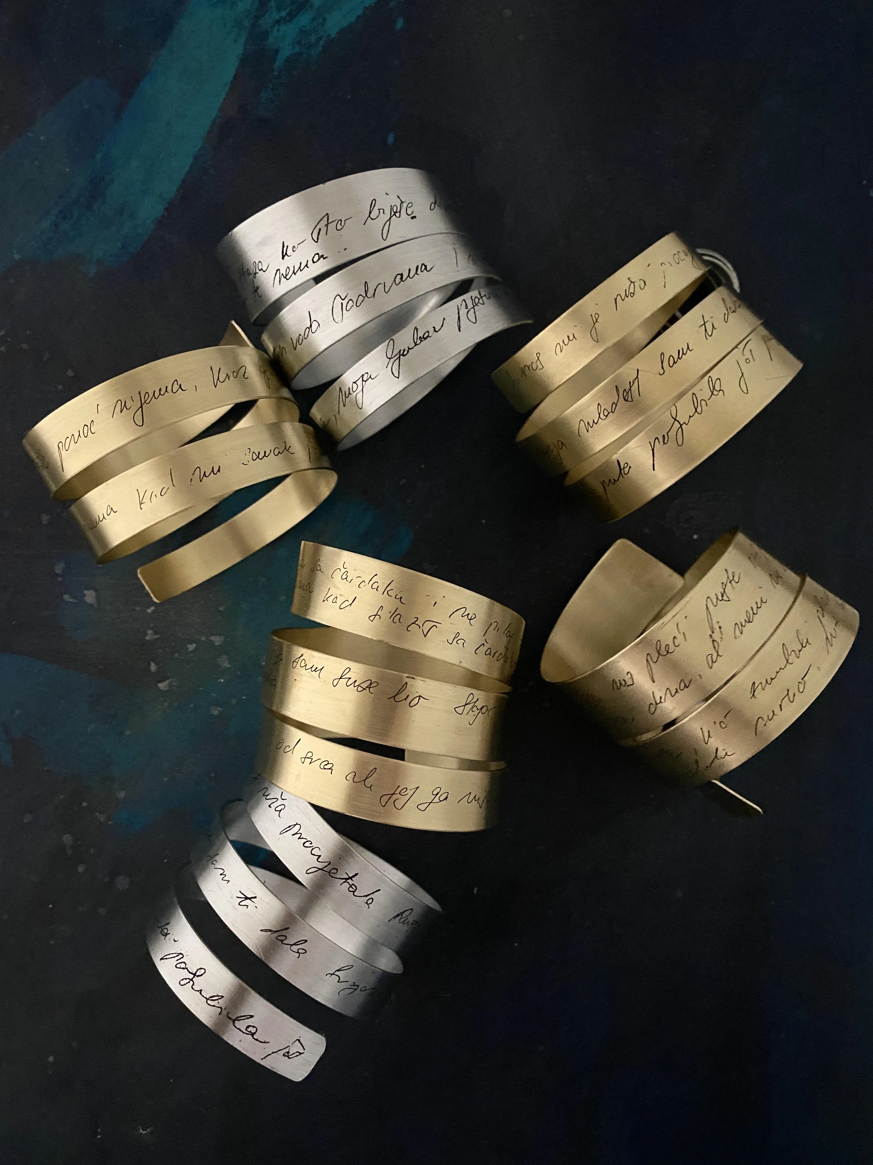 Zinc and Brass Bracelet With Engraved Sevdalinka by Werkstatt Studio x Bazerdzan