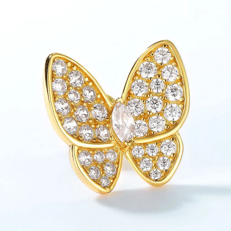 Zircon and Malachite Asymmetric Butterfly Sterling Silver Stud Earrings