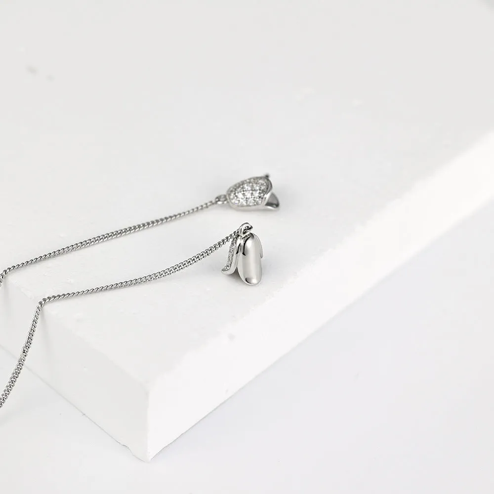 Zircon Flower Tassels Ear Line Silver Drop Earrings for Women