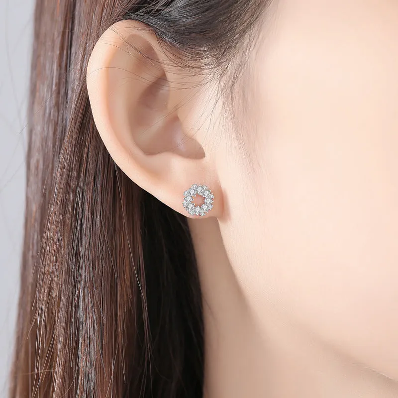 Zircon Round Silver Studs Earrings for Women